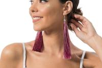 Oorbellen Roze Tinsels 17cm - thumbnail