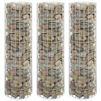 VidaXL Gabion plantenbakken 3 st rond verhoogd ø30x100 cm staal - thumbnail