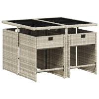 5-delige Tuinset met kussens poly rattan lichtgrijs - thumbnail