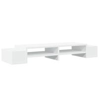VidaXL Monitorstandaard met opbergruimte 100x27x15 cm bewerkt hout wit - thumbnail