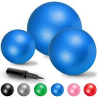 Fitnessbal Blauw 65 cm incl. pomp - thumbnail