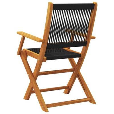 Tuinstoelen 2 st massief acaciahout en polypropeen zwart - thumbnail