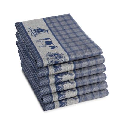 6x DDDDD theedoek 60x55 cm dutchie blue