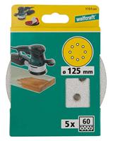 Wolfcraft Hechtschuurschijven | Lak/Verf | K60 | Ø125 mm | 5 stuks - 1151000 - thumbnail