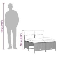 4-delige Loungeset met kussens poly rattan lichtgrijs - thumbnail