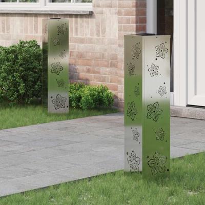 VidaXL Solar led pad licht 2 pcs zilver gegalvaniseerd staal