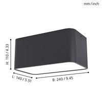 Eglo Zwarte opbouwlampGrimasola 24cm - 99284 - thumbnail