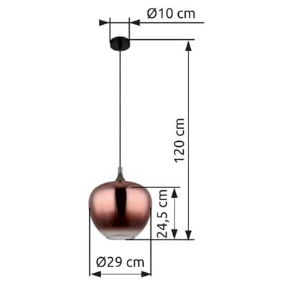 Globo Zwarte hanglampMaxy met rood glas Ø 29cm - 15548H1G