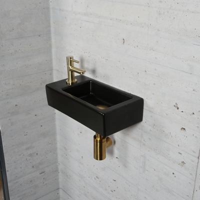 Fonteinset Mat Zwart Wiesbaden Color Messing Goud (kraangat links) Fonteinset Mat Zwart Wiesbaden Color Messing Goud (kraangat links)