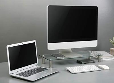 ROLINE In hoogte verstelbare glazen monitorstandaard rechthoekig ROLINE In hoogte verstelbare glazen monitorstandaard rechthoekig