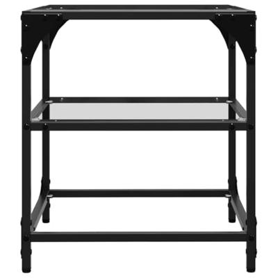 Salontafels 2 st met transparant glazen blad 40x40x45 cm staal