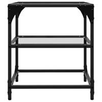 Salontafels 2 st met transparant glazen blad 40x40x45 cm staal - thumbnail