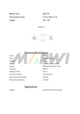 Marwi Union balhoofdlager cb-770 37,0x49,0x7 45�/45�