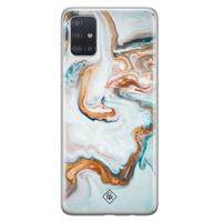 Samsung Galaxy A71 siliconen hoesje - Marmer blauw goud - thumbnail