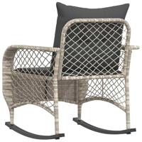 Tuinschommelstoel met kussens poly rattan lichtgrijs - thumbnail