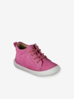 Baby eerste stapjes, veterschoenen van soepel leer fuchsia - thumbnail