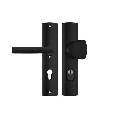 AXA AXA Curve Plus veiligheidsbeslag voordeur gebogen schild S-knop/Blok-kruk PC72 met kerntrekbeveiliging SKG3 - aluminium/zwart