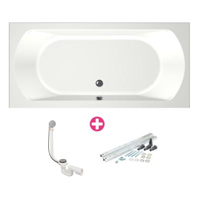 Xenz Lagoon Duobad - 190x90x53 - afvoer Midden - acryl - wit mat 6929-03