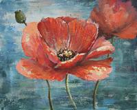 Schilderij - Handgeschilderd - Klaprozen, olieverf, 80x80cm. - thumbnail