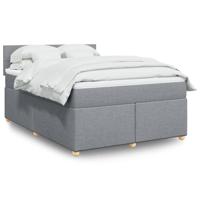 Boxspring met matras stof lichtgrijs 160x200 cm - thumbnail