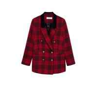 Violeta by Mango geruite fluwelen blazer rood - thumbnail