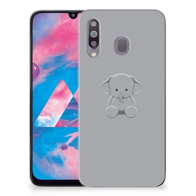 Samsung Galaxy M30 Telefoonhoesje met Naam Grijs Baby Olifant