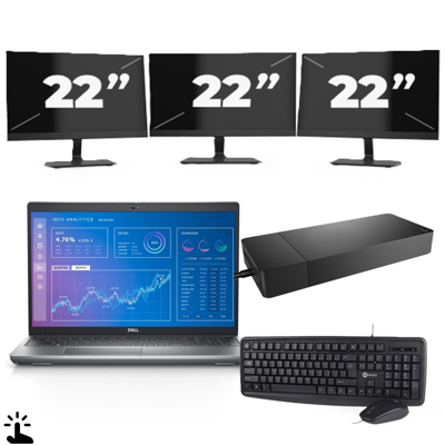 Dell Precision 3571 - Intel Core i5-12e Generatie - 15 inch - Touch - 16GB RAM - 256GB SSD - Windows 11 Home + 3x 22 inch Monitor