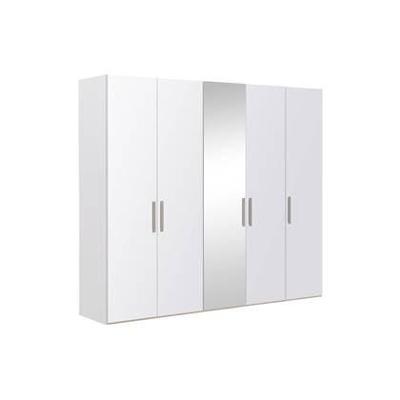 Goossens Kledingkast Easy Storage Ddk, Kledingkast 253 cm breed, 220 cm hoog, 4x glas draaideur en 1x spiegel draaideur midden