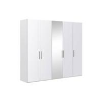 Goossens Kledingkast Easy Storage Ddk, Kledingkast 253 cm breed, 220 cm hoog, 4x glas draaideur en 1x spiegel draaideur midden - thumbnail