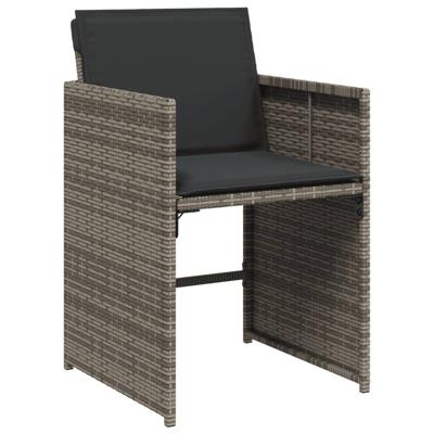 5-delige Tuinset met kussens poly rattan grijs - thumbnail