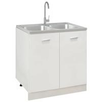 Gootsteen met dubbele bak 800x600x155 mm roestvrij staal zilver - thumbnail