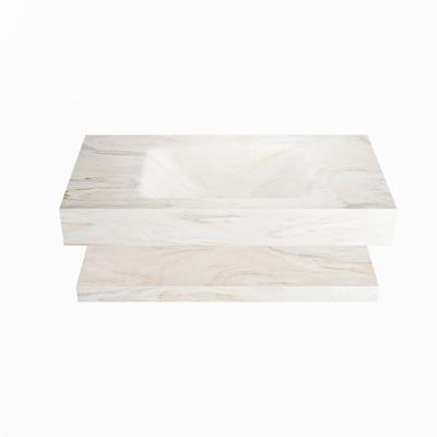 MONDIAZ ALAN-DLUX 90cm planchet Ostra. Vrijhangende wastafel CLOUD midden zonder kraangat, kleur Ostra.