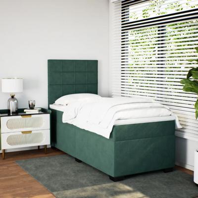 Boxspring met matras fluweel donkergroen 160x200 cm - thumbnail