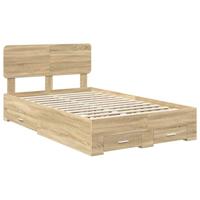 Bedframe met hoofdeinde Sonoma Eiken 135 x 190 cm Bewerkt hout - thumbnail