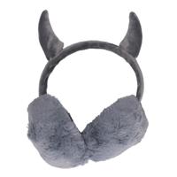 Grijze pluche duivel oorwarmers voor kinderen   - - thumbnail