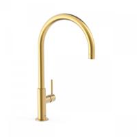Keukenmengkraan Tres Study Exclusive 1-Hendel Uitloop Gebogen 26 cm Rond Mat Goud - thumbnail