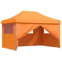 Partytent inklapbaar pop-up met 4 zijwanden oranje - thumbnail