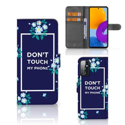 Samsung Galaxy M52 Portemonnee Hoesje Flowers Blue DTMP Samsung Galaxy M52 Portemonnee Hoesje Flowers Blue DTMP