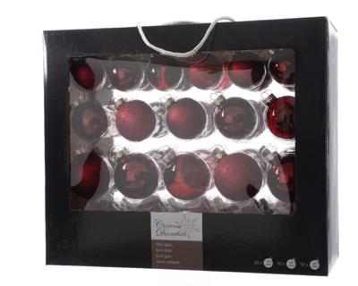 Decoris kerstballen set Glas 42st ossenbloed 5-6-7cm