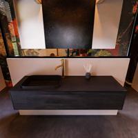 Badkamermeubelset Mondiaz Erin 150 cm met 1 Lade met RIDGE Wastafel Links Urban met 1 kraangat Greeploos Mat Dark Brown - thumbnail