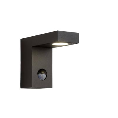 Lucide TEXAS-IR - Wandspot / Wandlamp Binnen/Buiten - LED - 1x7W 3000K - IP54 - Beweging & dag/nacht sensor (uitschakelbaar) - Antraciet