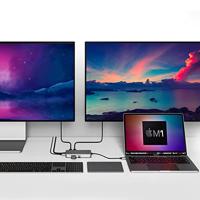 Hyper Drive 4K Dual HDMI USB C Hub M1 MacBook 10in1: Dual 4K HDMI, Gigabit Ethernet, USB-A, USB-C, USB-C 100W Power Delivery, MicroSD/SD, Hoofdtelefoonaansluiting voor MacBook Pro/Air (M1), Windows PC, Chromebook - thumbnail