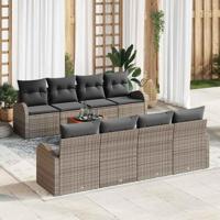 Tuinbankenset met opslag 9 pcs Grijs poly rattan - thumbnail