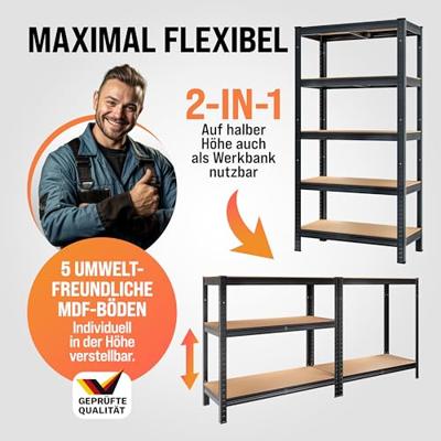 Stellingkast boutloos Zwart 180x90x40cm tot 875kg