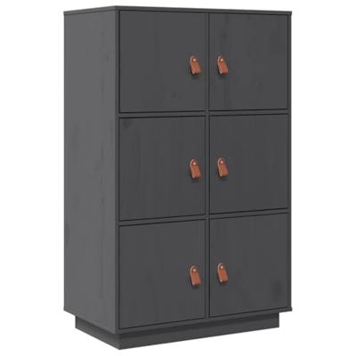 Hoge kast 67x40x108,5 cm massief grenenhout grijs