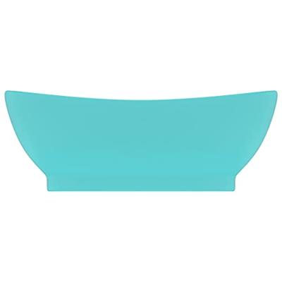 VidaXL Wastafel met overloop ovaal 58,5x39 cm keramiek mat lichtgroen