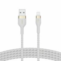 Belkin BoostCharge Pro Flex gevlochten USB Type A/Lightning-kabel (1 m), MFi-gecertificeerde laadkabel voor iPhone 14/14 Plus, 13, 12, Pro, Max, mini, SE, iPad en meer – Wit - thumbnail