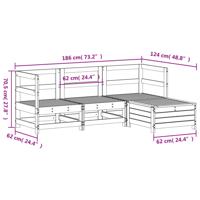 4-delige Loungeset massief grenenhout wit - thumbnail