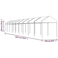 Prieel met dak 20,07x2,28x2,69 m polyetheen wit - thumbnail