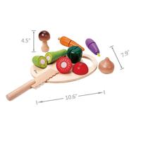 Classic World world houten snijgroenten met mes en snijplank - thumbnail